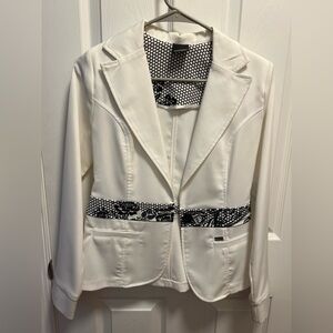 White Blazer with Black Pattern Accents